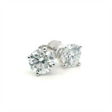 Classic & Contemporary 14K Gold White Lab-Grown 1.5 Carats Diamond 4 Prong Stud Earrings