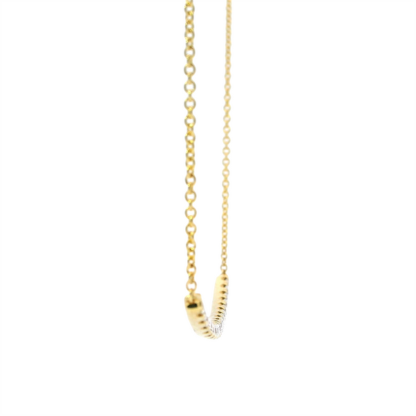 Elegant Diamond Necklaces 18K Gold Yellow 0.41 Carats Diamonds Curved Bar Necklace - 16 Inch