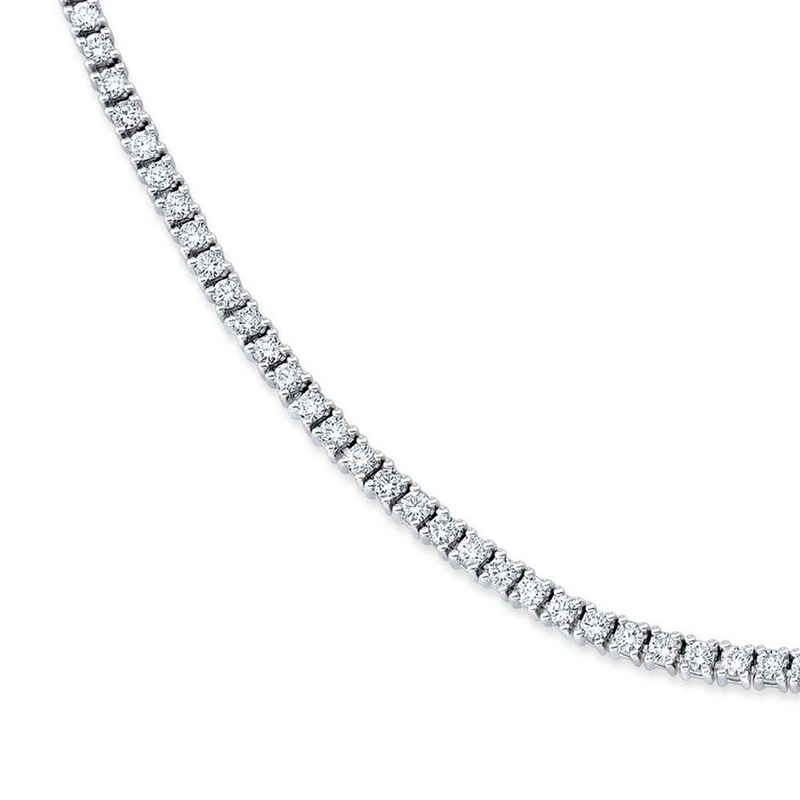 Sterling Silver Cubic Zirconium 2mm Tennis Necklace, 16 Inch