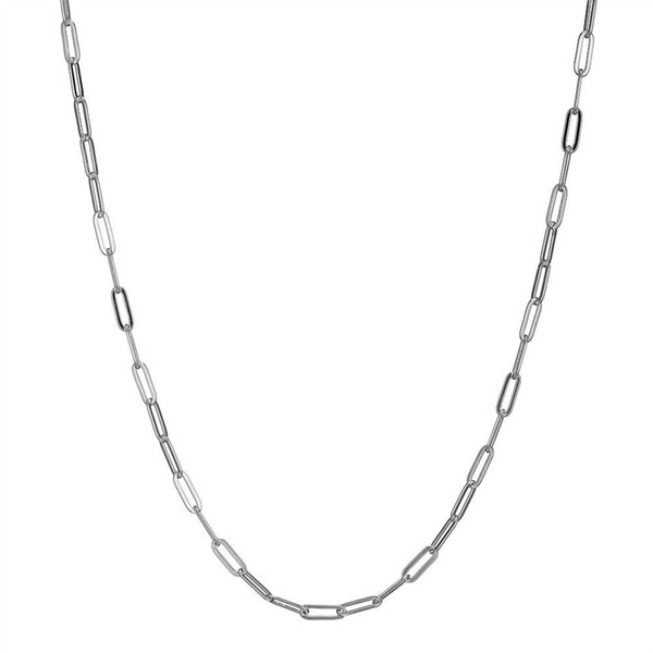 Trendy & Elegant Sterling Silver Oval Link Paperclip Chain, 19 inch Adjustable