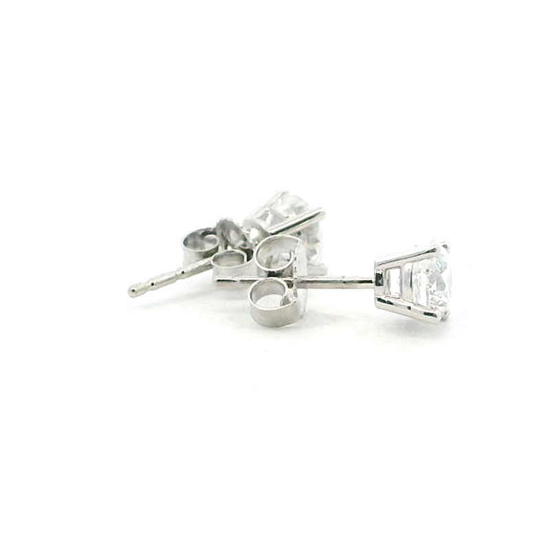 Classic & Contemporary 14K Gold White Lab-Grown 1.0 Carats Diamond 4 Prong Stud Earrings