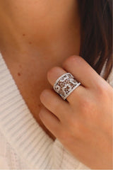 Elegant & Trendy 14K Gold White 1.40 Carats Diamonds Accented Fashion Ring