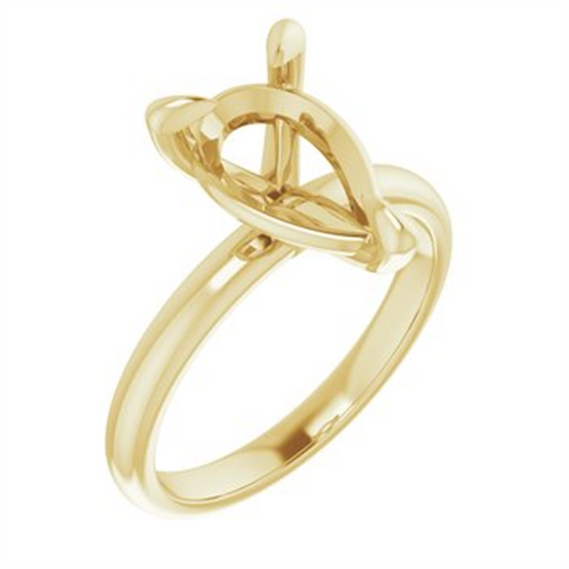 Yellow 14K Gold Pear Cut Solitaire Ring Mounting