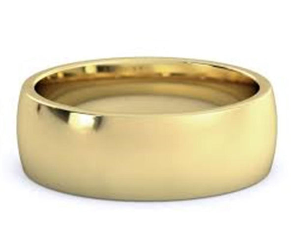 Yellow 14 Karat Gold 7.5 MM Dome Band