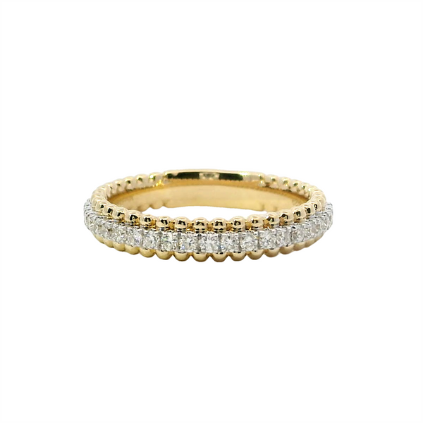 14K Two-Toned Gold Beaded Edge Diamond Band - 0.29 Carats