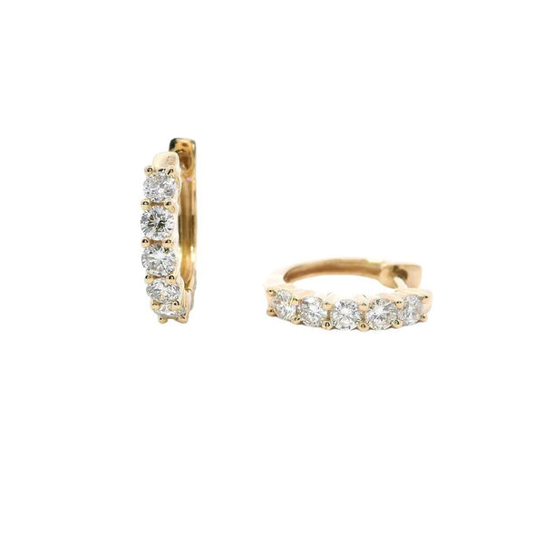 Classic & Contemporary 14K Gold Yellow 0.5 Carats Diamond Huggie Earrings