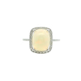 Bold & Elegant 14K Gold White Halo Color Stone Fashion Rings - 3.15 Carats Opal & 0.30 Carats Diamond