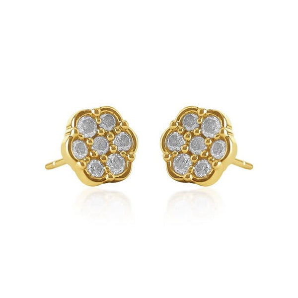 Yellow 10 Karat Gold 1/2 Carats Diamond Stud Earrings