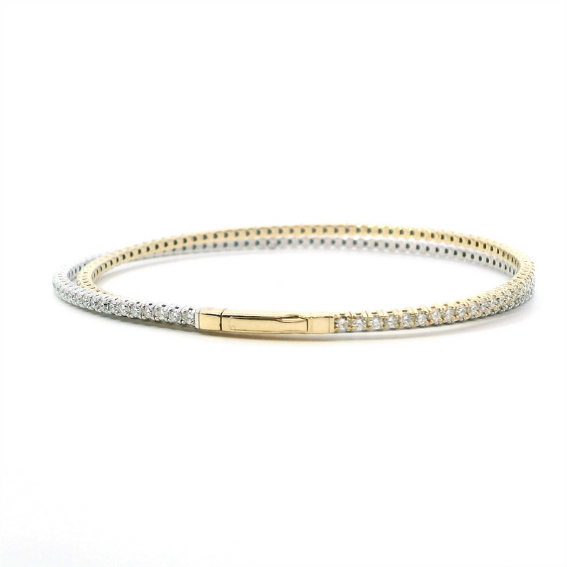 Sophisticated & Timeless Diamond Bracelets 14K Gold & Titanium Two-Toned Round Diamond Bangle Bracelet - 3.5 CTW