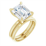 Yellow 10K Gold Emerald Cut Solitaire Ring Mounting