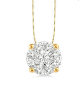 Elegant Diamond Necklaces 14K Gold Yellow & White 1/4 Carats Diamond Lovebright Solitaire Pendant Necklace - 18 Inch