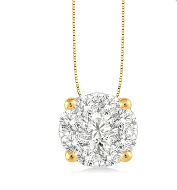 Elegant Diamond Necklaces 14K Gold Yellow & White 1/4 Carats Diamond Lovebright Solitaire Pendant Necklace - 18 Inch