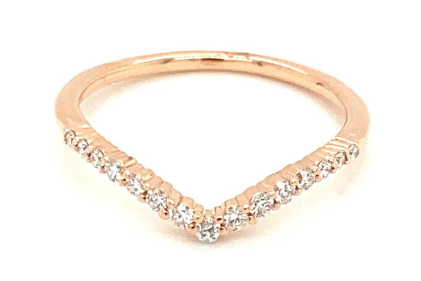 Yellow 14 Karat Gold 0.18 Carats Diamond Contoured Band