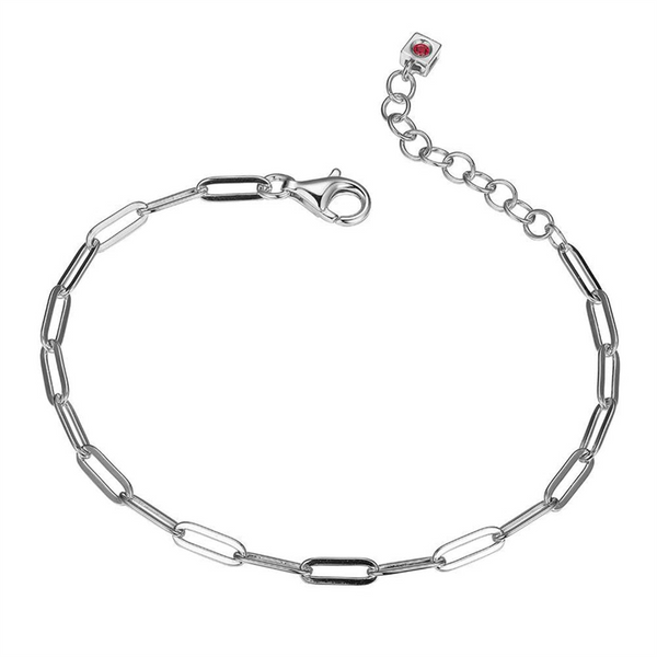 White Sterling Silver Paperclip Link Bracelet, 6.5-7.75 Inch