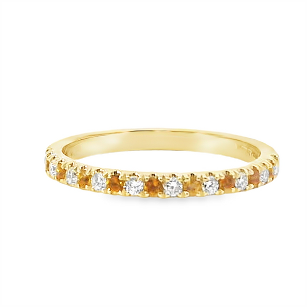 Bold & Elegant Color Stone Fashion Rings - MPJ Exclusive 14K Yellow Gold 0.12 Carats Citrine & 0.14 Carats Diamond Stackable Alternating Band