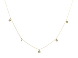 18K Yellow Gold Station Diamond Necklace with 0.51 Carats Bezel Set Diamonds