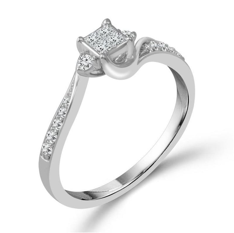 White 10 Karat Gold 0.25 Carats Diamond Channel Set Semi-Mount Engagement Ring