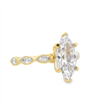 MPJ Exclusive 14K Yellow Gold Marquise Diamond Accented 2.0 Carats Marquise Cut Engagement Ring - 0.36 CTW Diamond