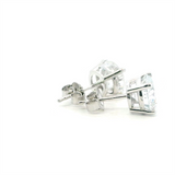 Classic & Contemporary 14K Gold White Lab-Grown 3.0 Carats Diamond Stud 4 Prong Earrings