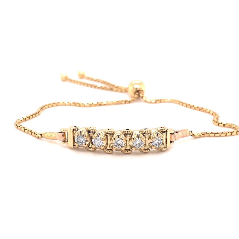 14K Yellow Gold Diamond Bolo Starter Bracelet, 0.30ct G-H VS2