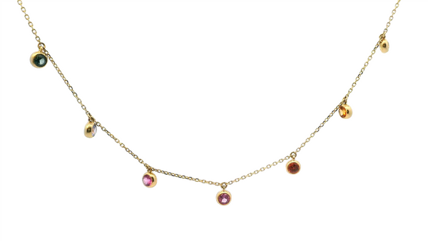 Vibrant 18K Gold Yellow 1.68 Carats Sapphires Necklace, 18 Inch