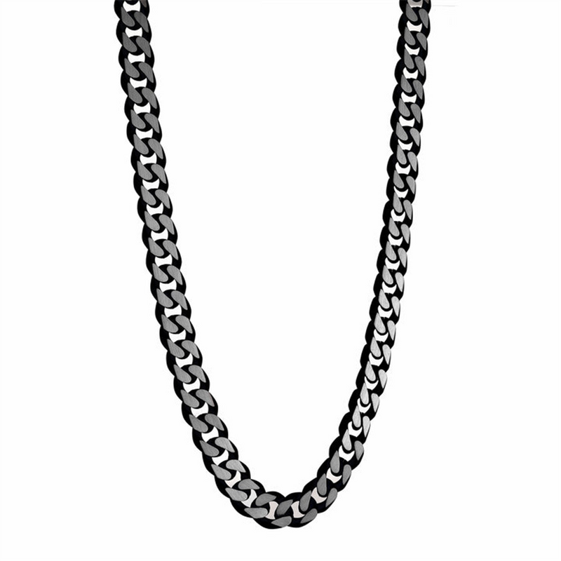 Black Stainless Steel Cuban Chain, 24 Inch