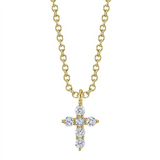 Elegant Diamond Necklaces 14K Gold Yellow 0.10 Carats Petite Diamond Cross Pendant Necklace - 18 Inch