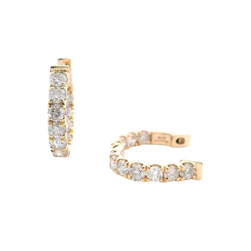 Classic & Contemporary 14K Gold Yellow 1.5 Carats Diamond Inside-Out Huggie Earrings