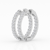 Classic & Contemporary 14K Gold White Lab-Grown 2.0 Carats Diamond Medium 24mm Hoop Earrings