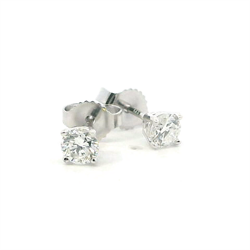 Classic & Contemporary 14K Gold White Lab-Grown 1/2 Carats Diamond 4 Prong Stud Earrings