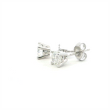 Classic & Contemporary 14K Gold White Lab-Grown 3/4 Carats Diamond 4 Prong Stud Earrings