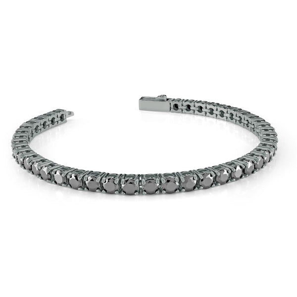 Bold & Stylish Alternative Metal Bracelets Gun IP Stainless Steel Cubic Zirconium Tennis Bracelet, 8 Inch