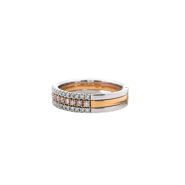 Elegant & Trendy 18K Gold Two-Toned 0.26 Carats Pink Diamond & 0.23 Carats Round Diamond Stackable Diamond Band