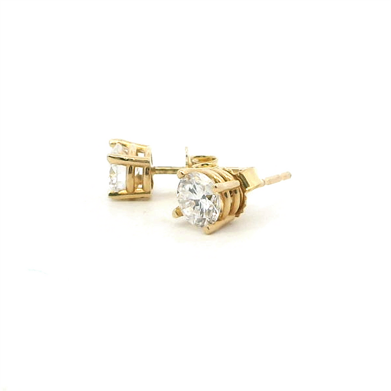 Classic & Contemporary 18K Gold Yellow Lab-Grown 3/4 Carats Diamond Stud Earrings, 4 Prong Setting