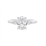 MPJ Exclusive 14K Gold White Marquise Diamond Accented 1.50 Carats Oval Engagement Ring - 0.21 CTW Diamond