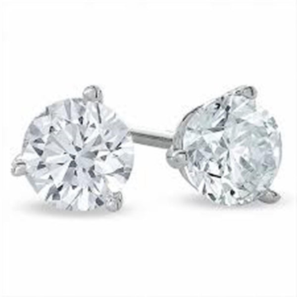 White 14 Karat Gold 1 1/2 Carats Diamond Stud Earrings