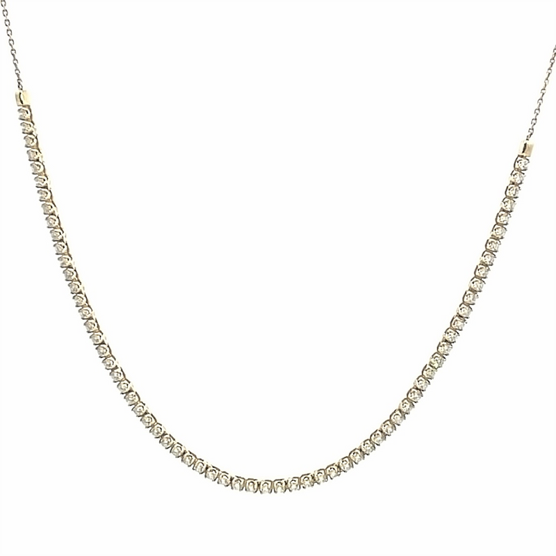 Yellow 14 Karat Gold 2.41 Carats Diamonds Tennis Necklace