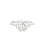 14K Gold White Accented Radiant Cut Lab Grown Diamond Three Stone Engagement Ring - Lab-Grown 1.47 CTW Diamond