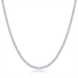 Sterling Silver Cubic Zirconium 2mm Tennis Necklace, 16 Inch