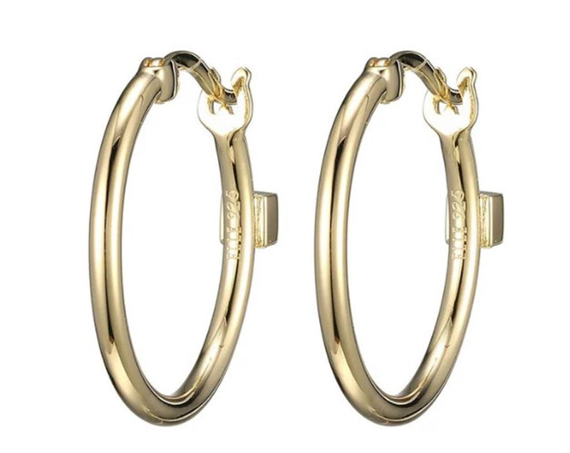 Sterling Silver Yellow Gold Plated 20mm Small Hoop Earrings