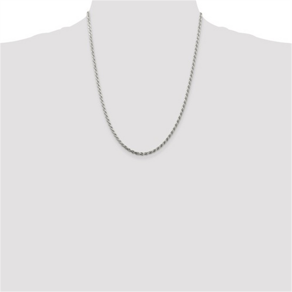 Sterling Silver Diamond Cut Rope Chain - Length 22 Inch