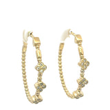 Yellow 14 Karat Gold 0.27 Carats Diamond Medium Flex Beaded Hoop Earrings