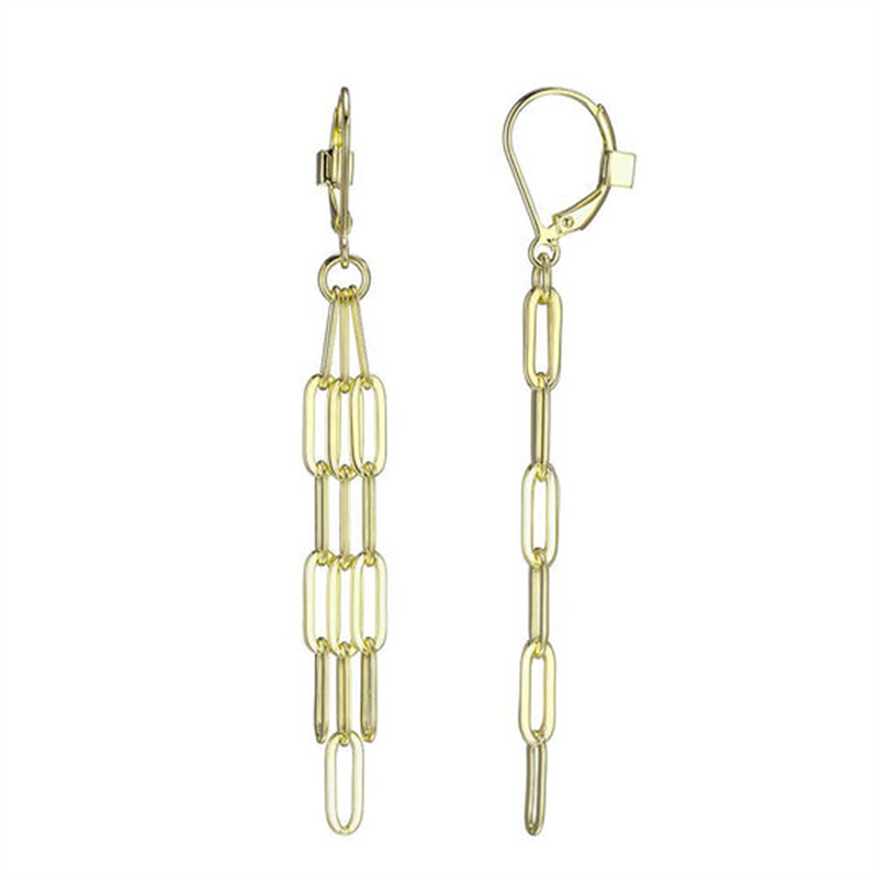 Yellow Sterling Silver Dangle Paperclip Earrings