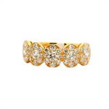 18K Yellow Gold Diamond Band with Oval Halos, 1.33ct