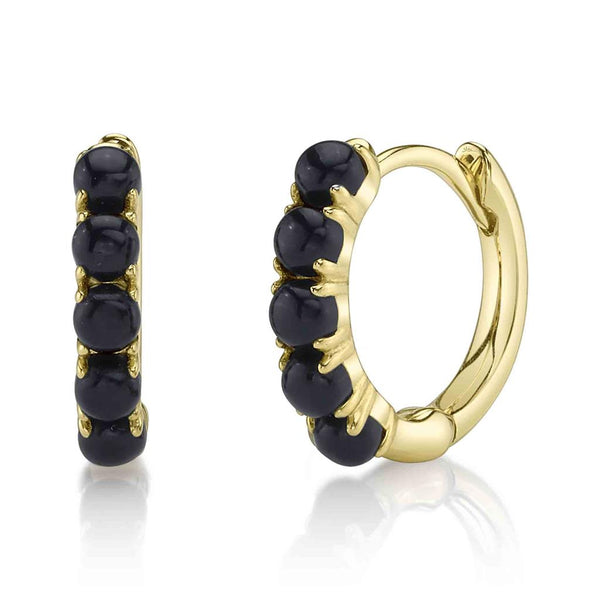 Yellow 14 Karat Gold 0.46 Carats Onyx Huggie Earrings