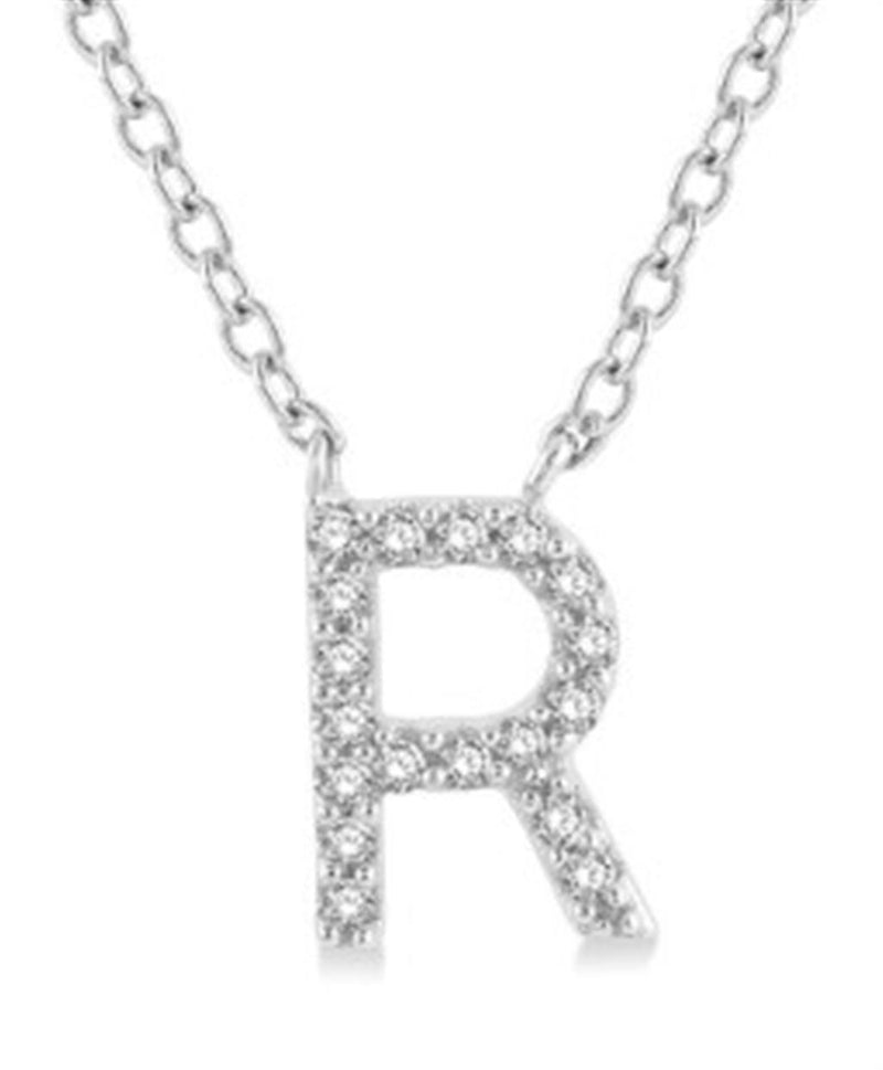 White 10 Karat Gold 0.05 Carats Diamond Initial Necklace