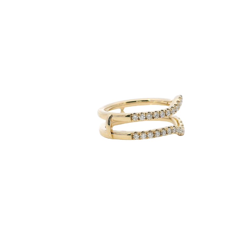 14K Yellow Gold Diamond Contoured Engagement Ring Guard, 0.55ctw