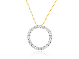 Elegant Diamond Necklaces & Pendants 14K Gold Two-Toned 0.16 Carats Diamond Open Circle Drop Pendant Necklace - 18 Inch