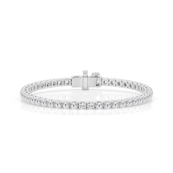 Sophisticated & Timeless Diamond Bracelets 14K Gold White Round Lab Grown Diamond Tennis Bracelet - 5 CTW, Size 7 Inch