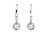 Classic & Contemporary 14K Gold White 1/4 Carats Diamond Dangle Hoop Earrings